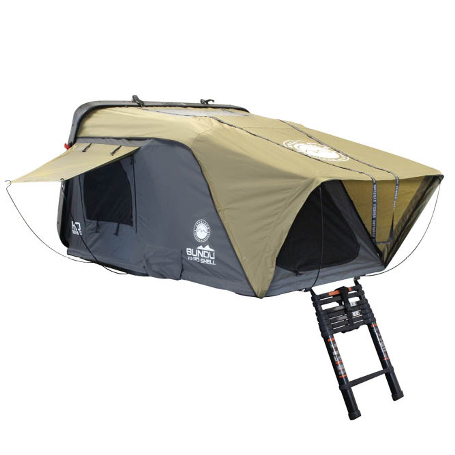 HD Bundu Cantilever Hard Shell Roof Top Tent, Grey Body & Green Rainfly