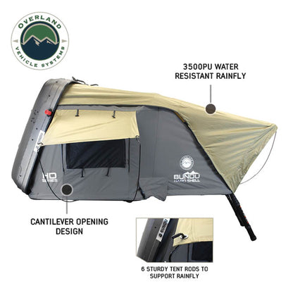 HD Bundu Cantilever Hard Shell Roof Top Tent, Grey Body & Green Rainfly