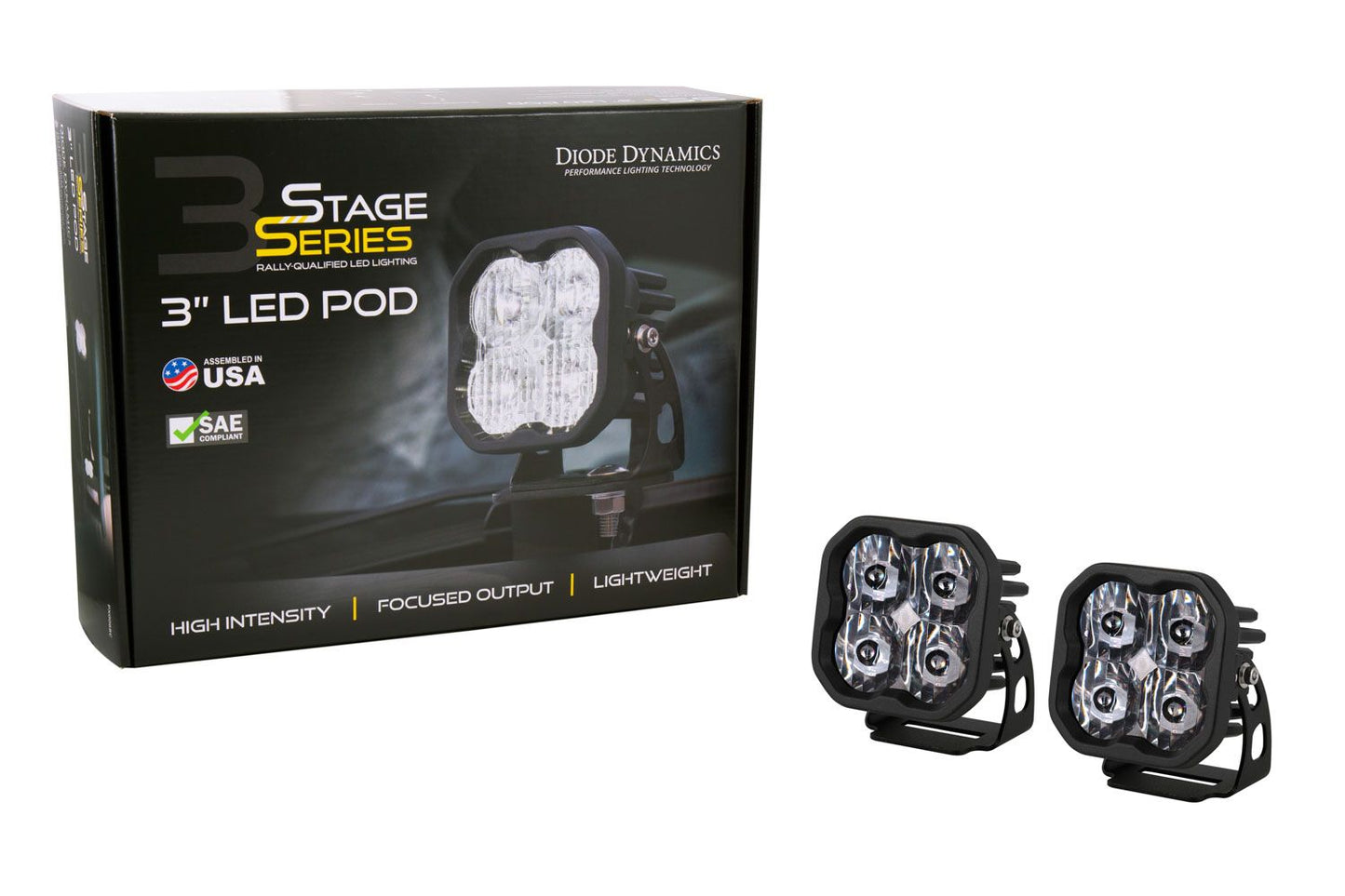 SS3 SAE/DOT White Sport LED Pod (pair) (Amber Backlight)