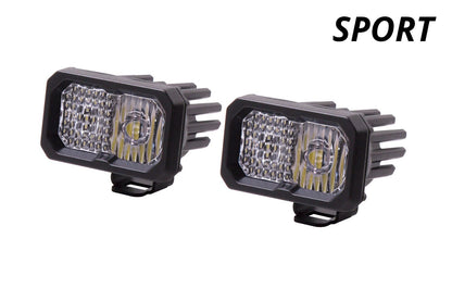 SSC2 SAE/DOT White Sport Standard LED Pod (pair) (Amber Backlight)