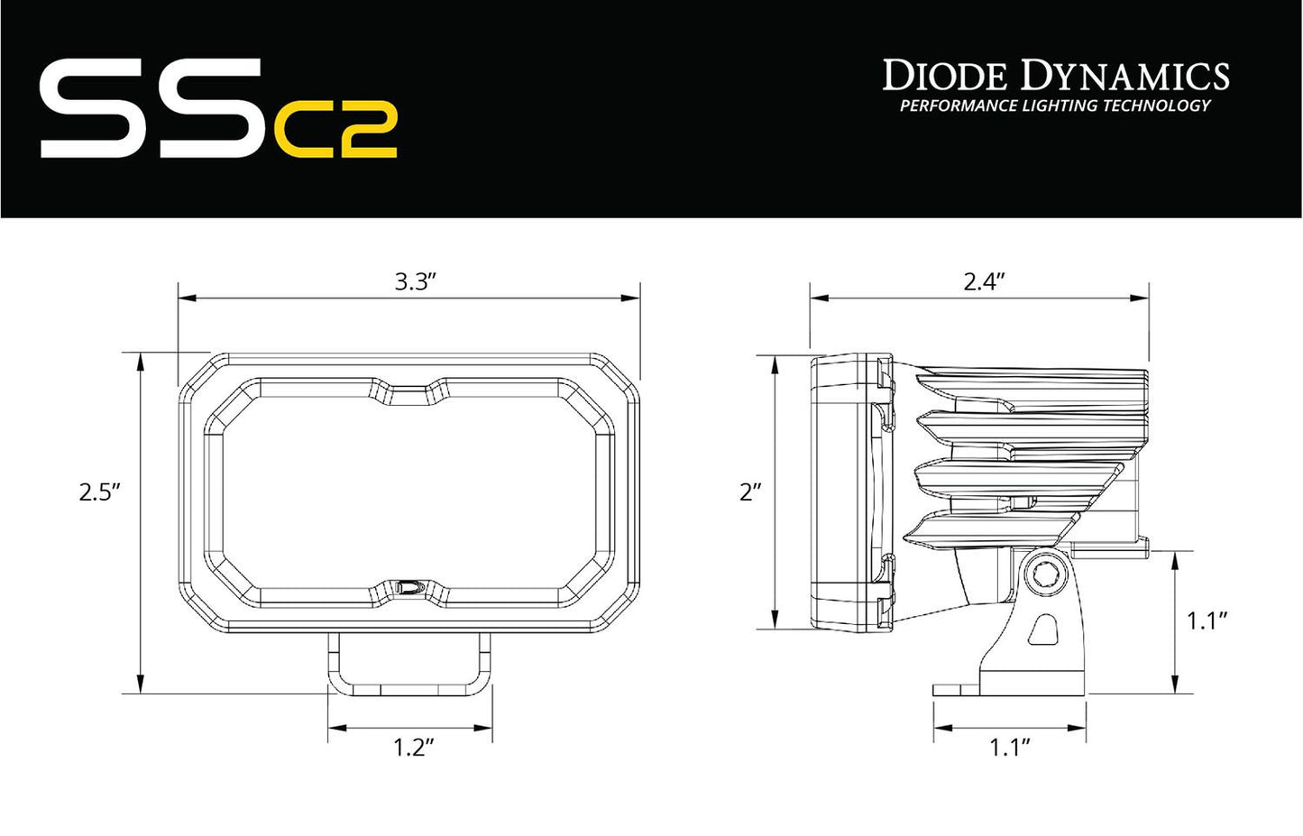 SSC2 SAE/DOT White Sport Standard LED Pod (pair) (Amber Backlight)