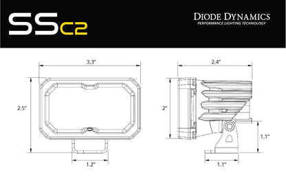 SSC2 SAE/DOT White Sport Standard LED Pod (pair) (Amber Backlight)