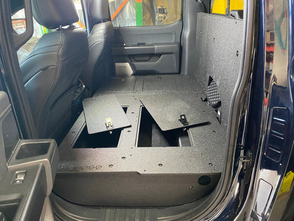 Ford Super Duty Ford - F250-F350 - 2023-Present - 5th Gen. Crew Cab - Second Row Seat Delete Plate System with Factory B&O Subwoofer Center Wall with Exterior Port