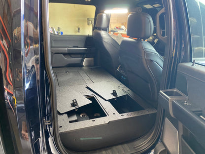 Ford Super Duty Ford - F250-F350 - 2023-Present - 5th Gen. Crew Cab - Second Row Seat Delete Plate System with Factory B&O Subwoofer Center Wall with Exterior Port