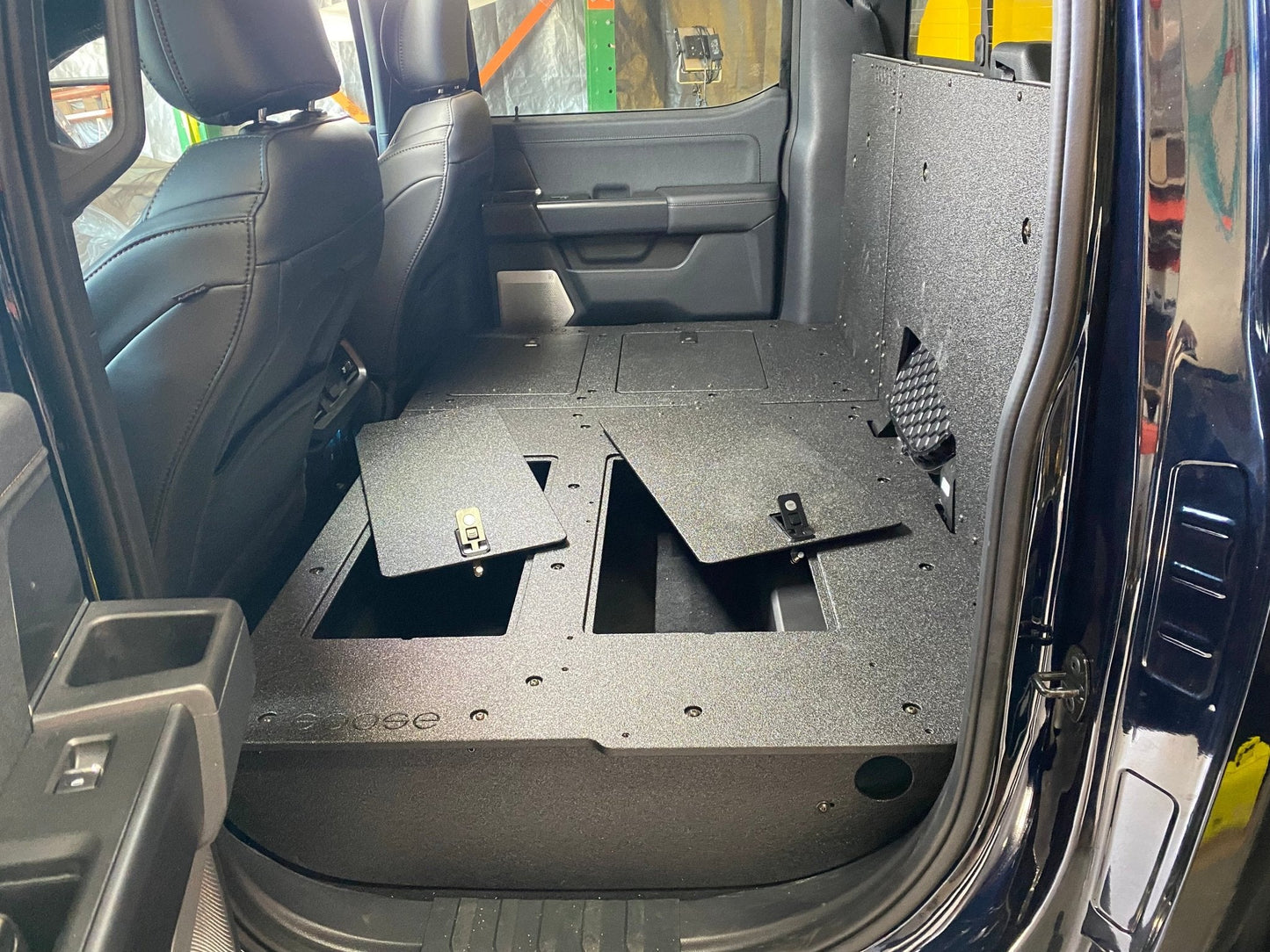 Ford Super Duty Ford - F250-F350 - 2023-Present - 5th Gen. Crew Cab - Second Row Seat Delete Plate System with Factory B&O Subwoofer Center Wall with Exterior Port